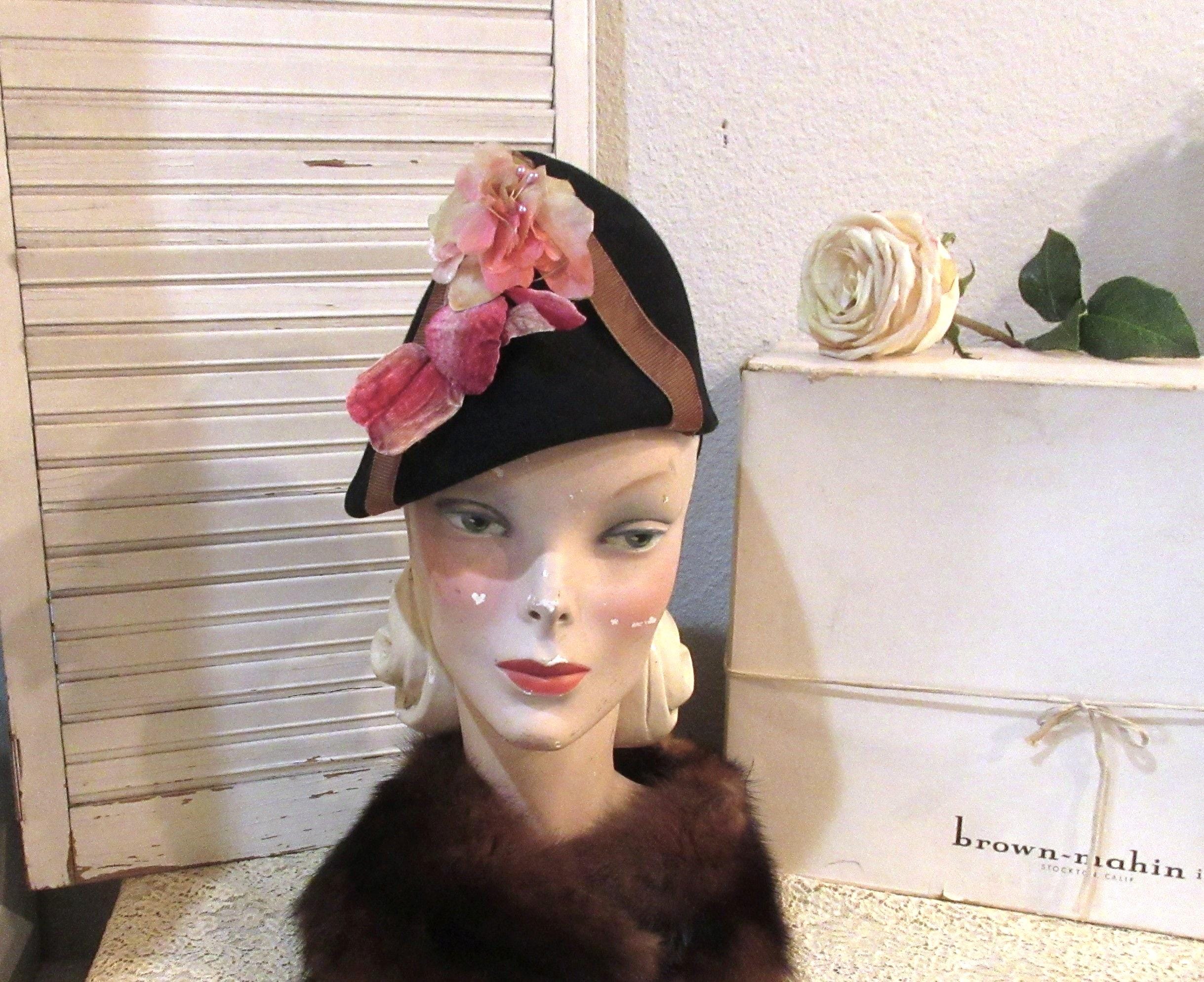 Vintage 40s Floral Hat - Etsy display picture 2