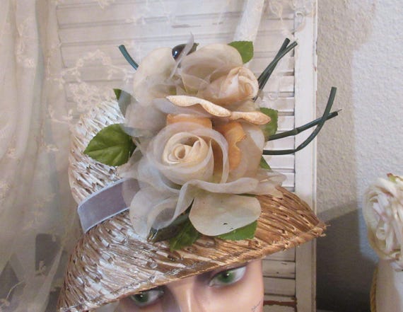 Vintage Hat, Floral Lampshade Hat, c1960 - image 4