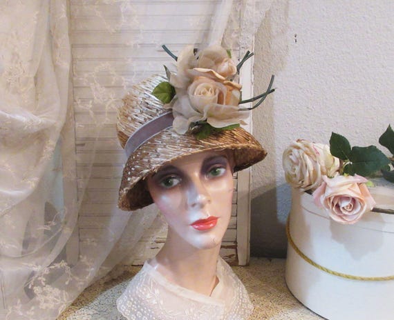 Vintage Hat, Floral Lampshade Hat, c1960 - image 1