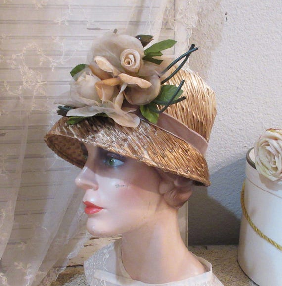 Vintage Hat, Floral Lampshade Hat, c1960 - image 8