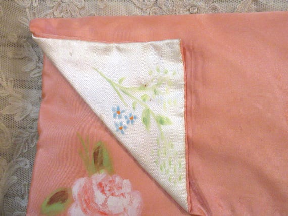 Vintage Lingerie Holder, Salmon Taffeta, Hand Pai… - image 4