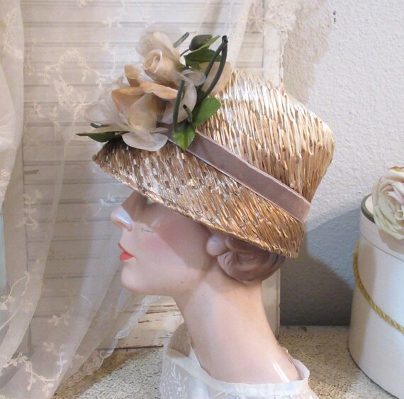 Vintage Hat, Floral Lampshade Hat, c1960 - image 7