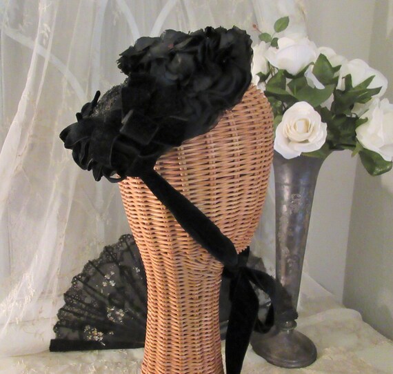 Victorian Mourning Bonnet - Gem