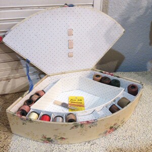 Vintage Fabric Covered Sewing Box, c1930 image 5