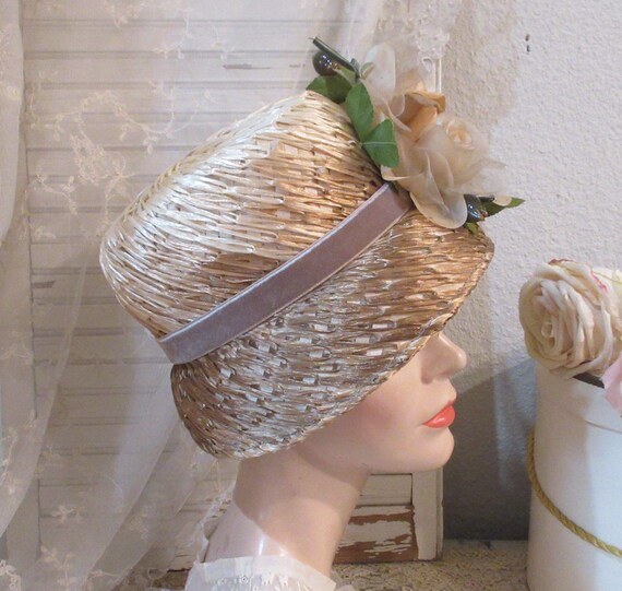Vintage Hat, Floral Lampshade Hat, c1960 - image 5