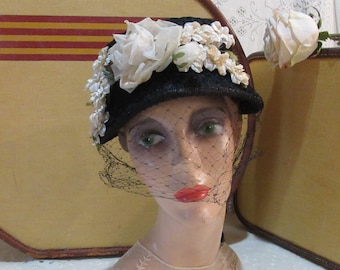 Vintage Hat, c1940-50, Vintage Floral Hat