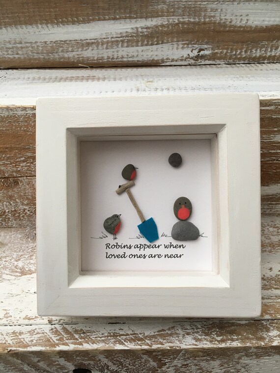Robins Appear When Loved Ones Are Near. Robins Appear Quote. Robin Pebble Art. Bereavement gift. Memory gift. Robin PIcture.