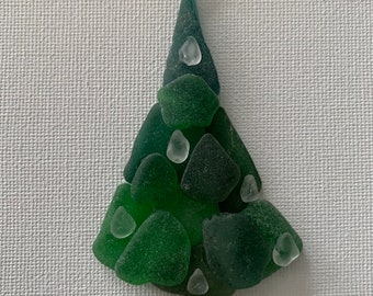 Seaglass Christmas Tree Picture. Green Seaglass tree. Christmas gift.