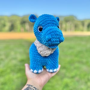 READY TO SHIP - Blue Hippo Stuffed Animal, Hippo Plushie, Toddler Gift, Boy Gift, Girl Gift, Hippo Lover, Safari Animal