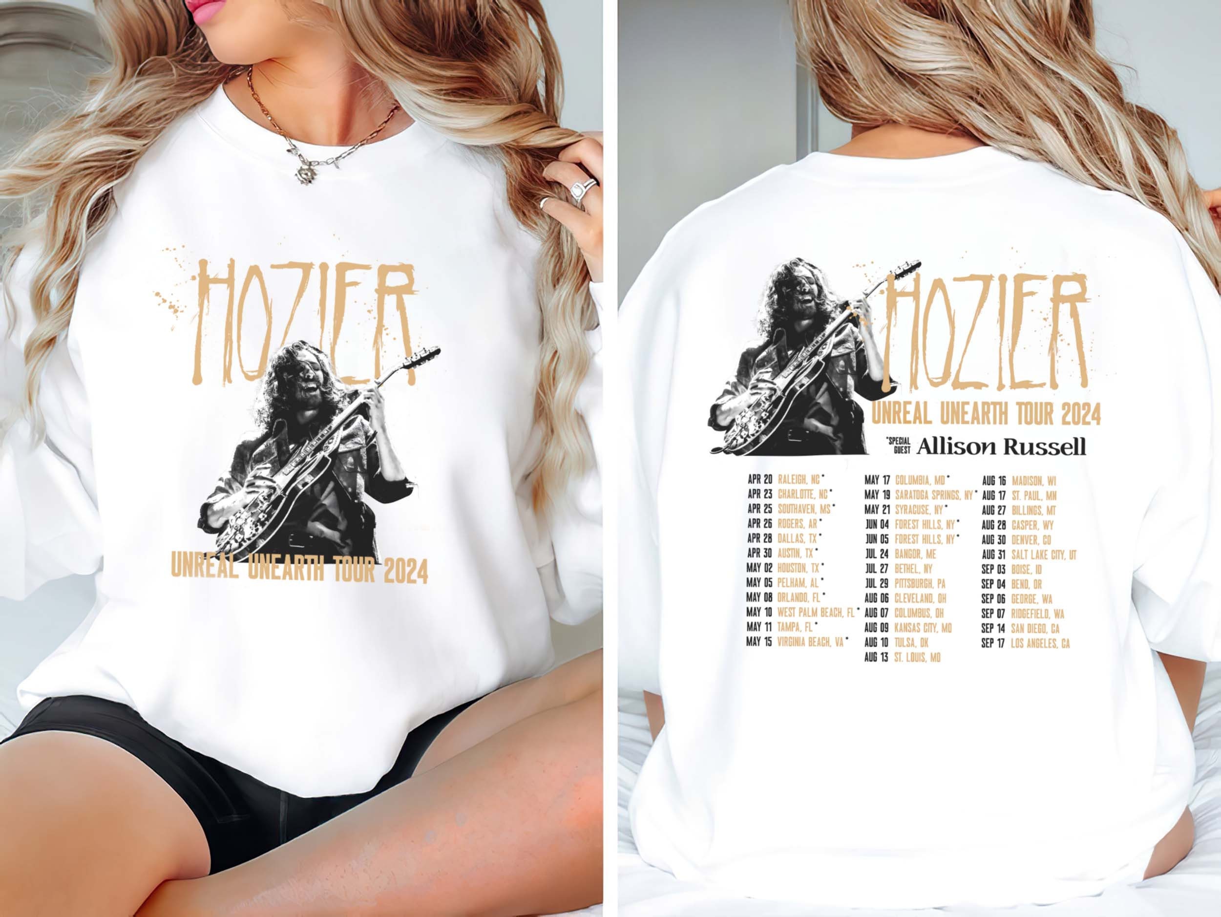 Hozier 2024 Tour Vintage Shirt, Hozier Unreal Unearth Tour 2024 Sweatshirt