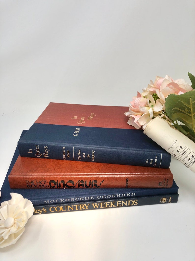 Coffee Table Books Spring Decor Larger Blue And Rust Burnt Orange Decorative Interior Design
