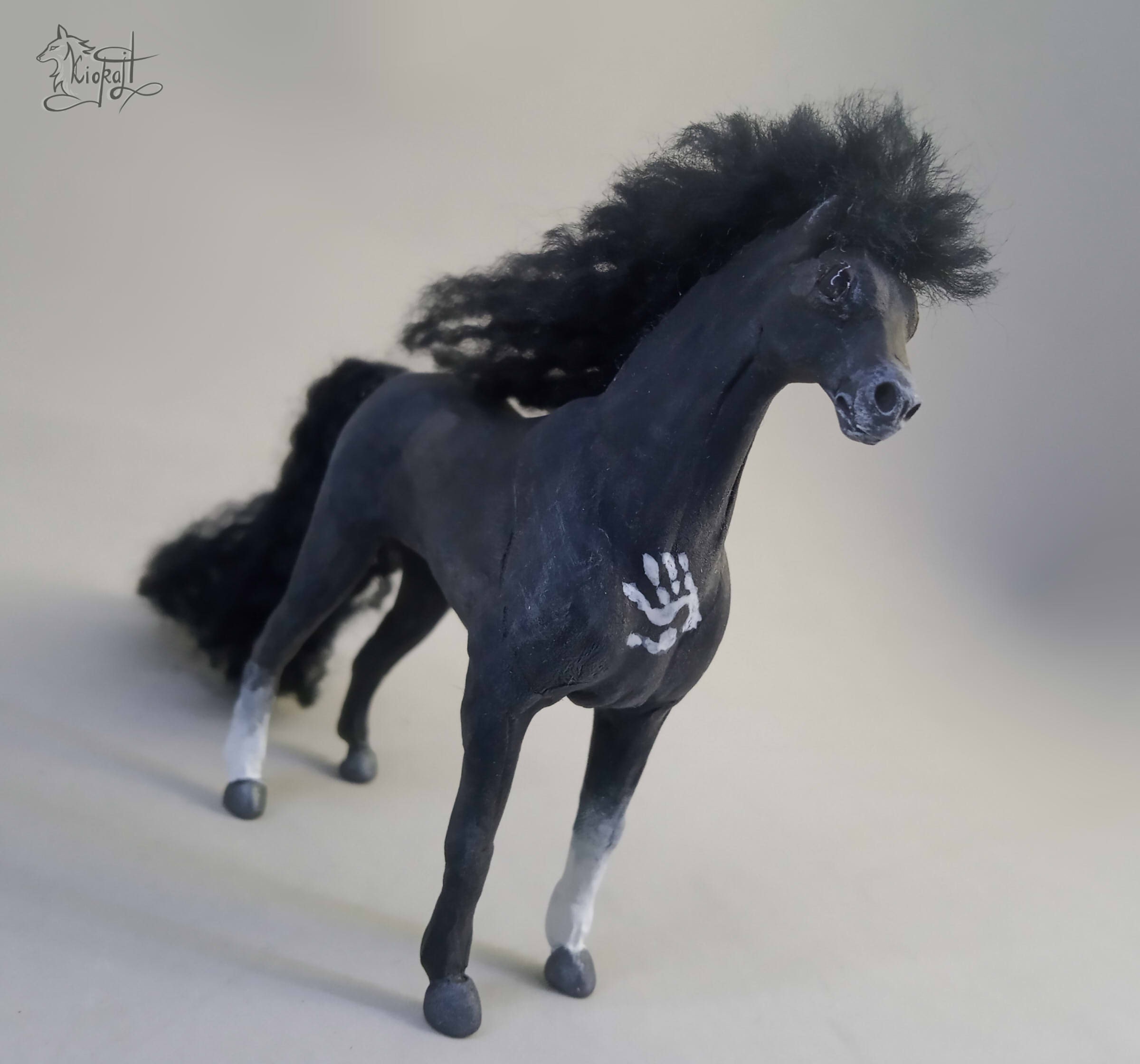 Black horse totem handmade figurine Etsy