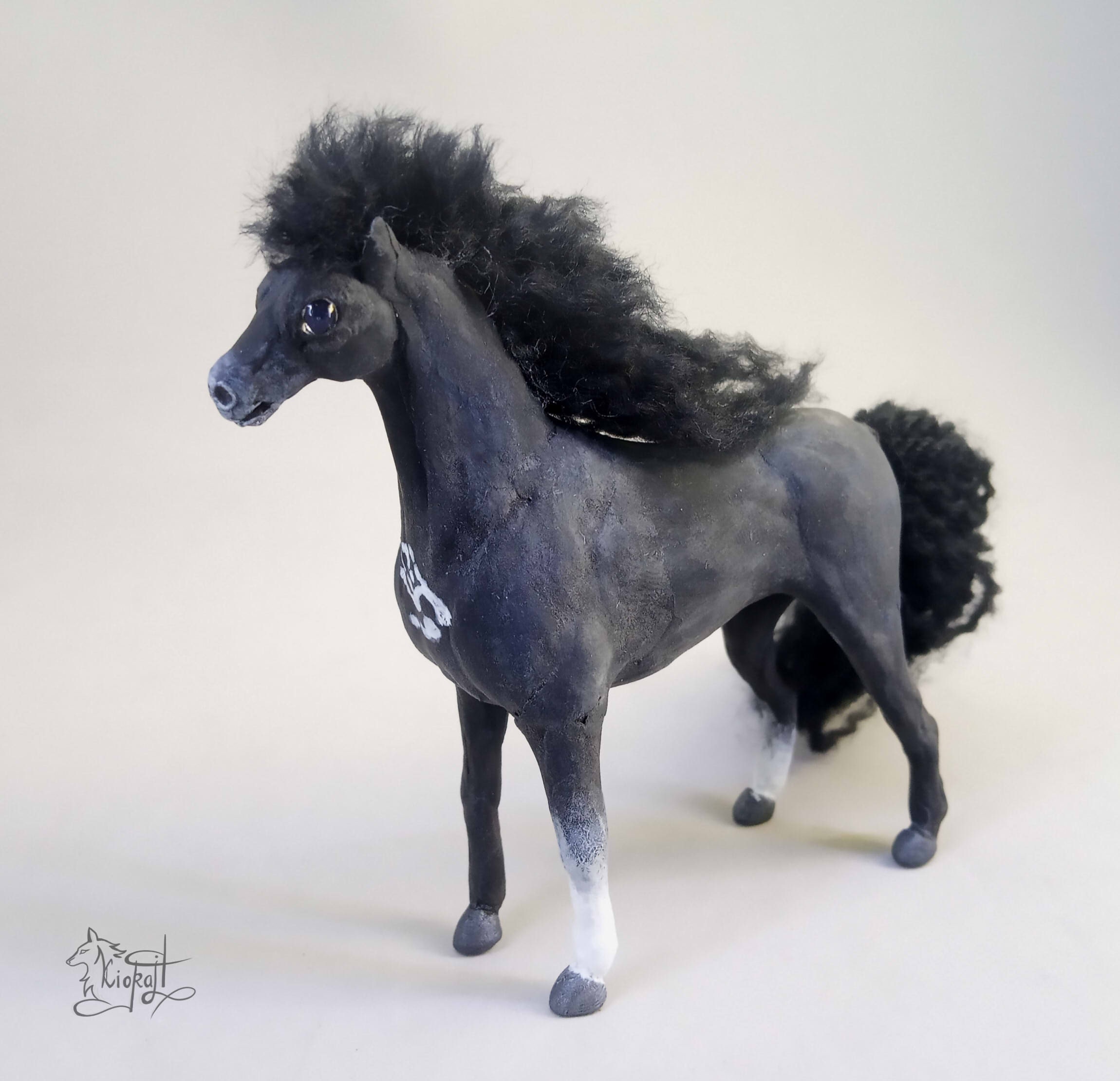 Black horse totem handmade figurine Etsy