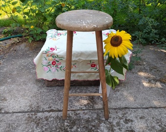 Round stool - Village - Flower stand - Bedside table - Rustic. Stool - Handmade Wooden Planten stands - Natural trunks