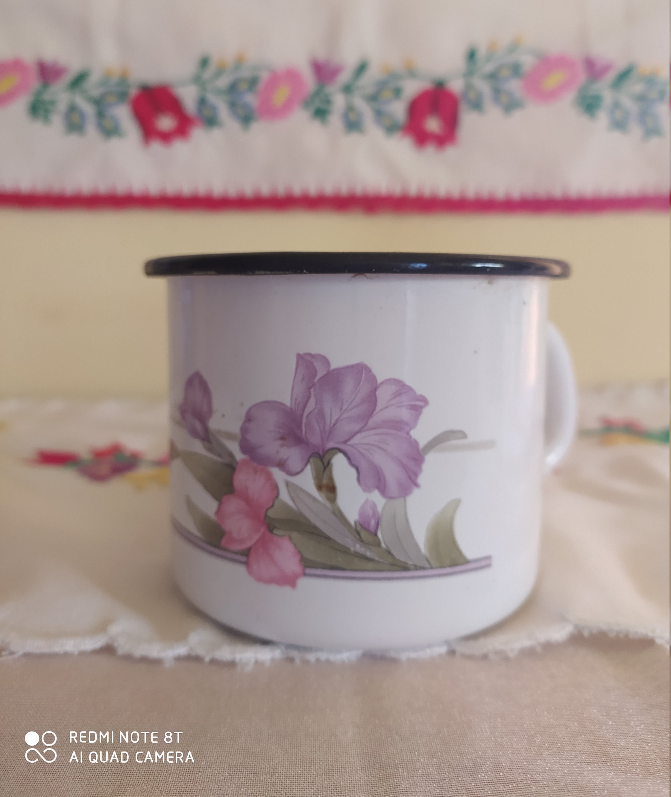 Floral Enamel Mugpurple Floral Mugenamel Kitchen Etsy
