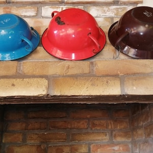 Vintage Enamel Bowl-Vintage Enamel Bowl-Kitchenalia-Farmhouse Decor-Shabby Chic Kitchen Decor-Enamelware-Colorfull,Red,Blue,Brown kitchen
