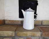 2 liter tea coffee jug, white enamel kettle, white kitchen enamel kettle, kitchen utensil, rustic kitchen ornament, white kitchen