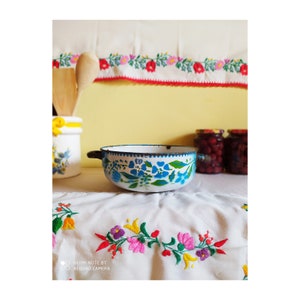 8.8 Diameterblue and white tiny flower pattern two eared enamel bowl, fruit basket,kitchen utensil,kneading dough,farmhause kitchen,shabby