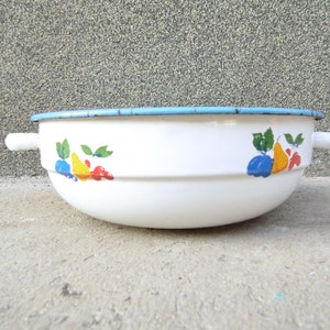 Vintage decorative fruit enamel bowl