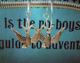 Swallow Charm Hoop Earrings