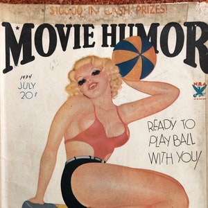 1934 George Quintana Cover Movie Humor Magazine Spicy Pulp Illustrator Hollywood
