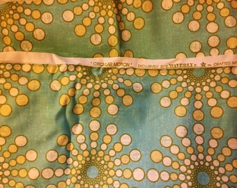 Waverly Circular Motion Turquoise Home Decor Cotton Fabric 52" Wide 5 Pieces Turquoise Yellow Cream Total about 5 Yards