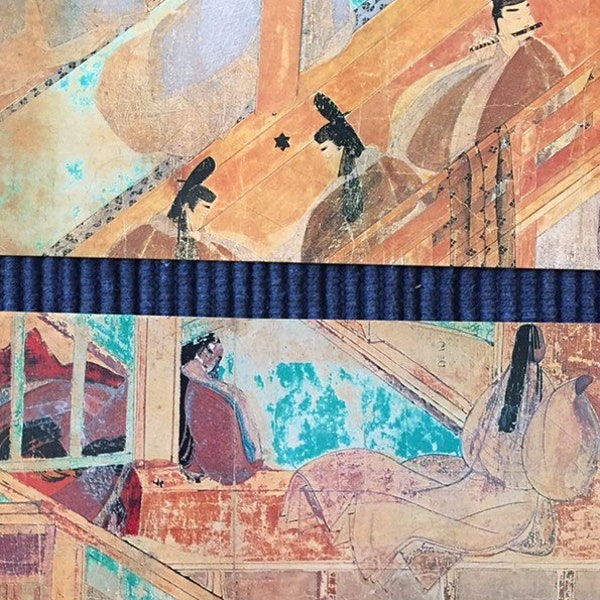 Tale of Genji Postcards Set of 2 Genji Monogatari Emaki Illustrated Scroll Japanese National Treasure Scenes from Suzumushi