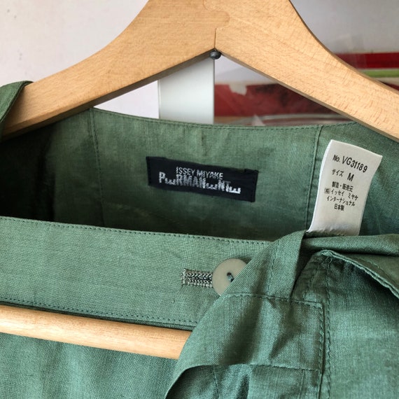 80s Issey Miyake Permanente Green Silk Suit 26” W… - image 2