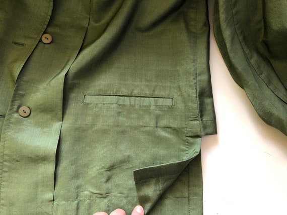 80s Issey Miyake Permanente Green Silk Suit 26” W… - image 9