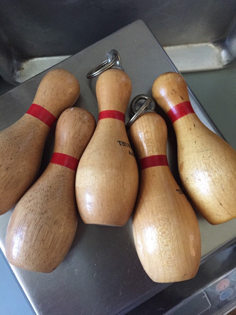 Miniature Bowling Pins 4 Wooden Trophy Set of Five Etsy