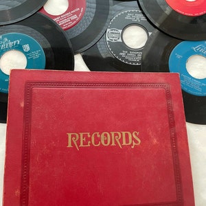 Childrens vintage collectible 45 records, plus case, original owner of these vintage kids records