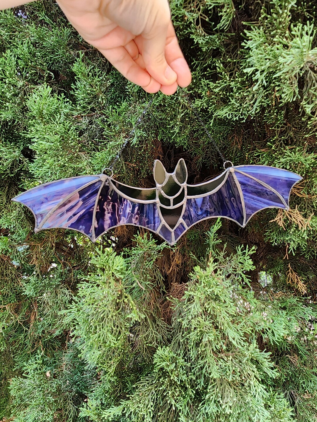 Stained Glass Bat Purple Halloween Decore Suncatcher Etsy
