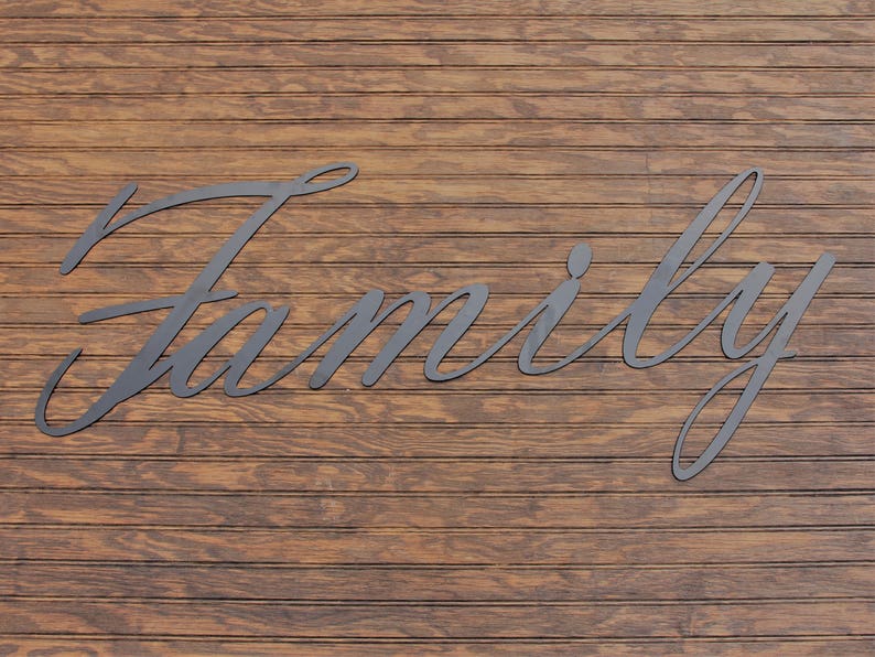 Family Steel Sign Metal Family Hanging Word Art Family Wall Etsy