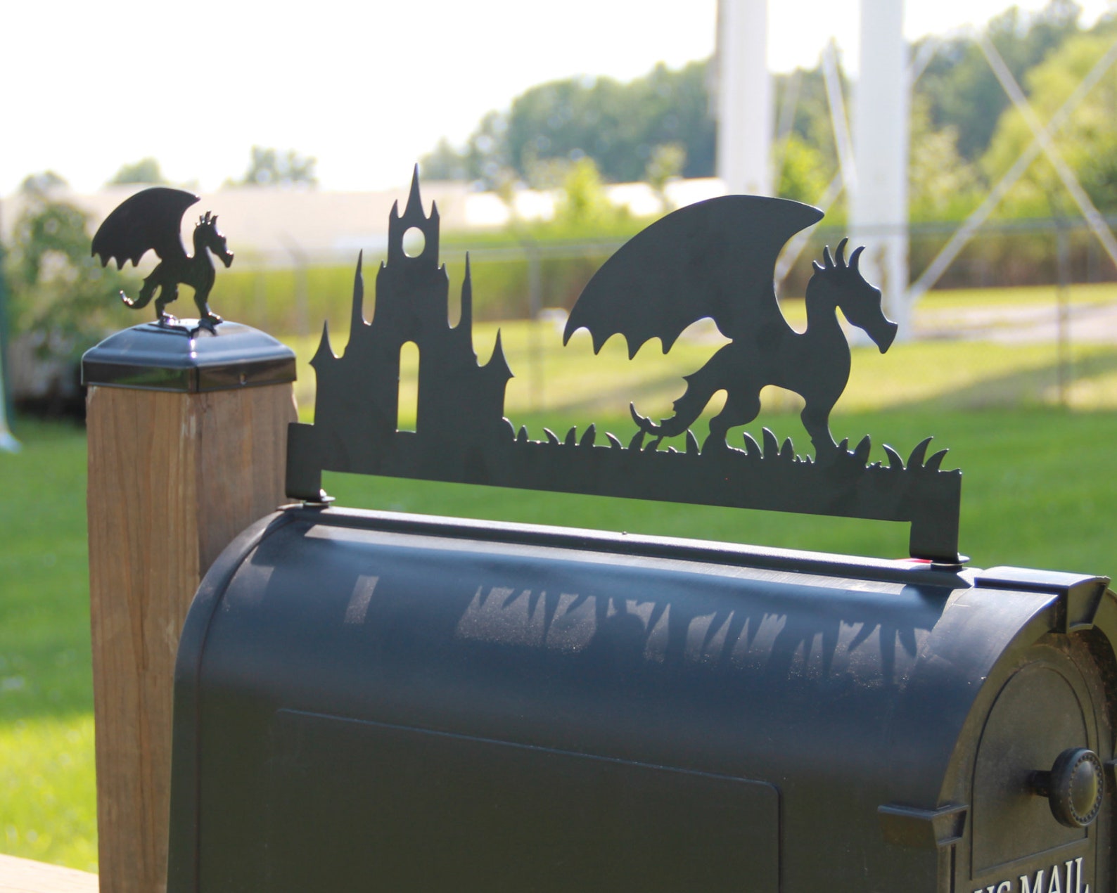 Dragon and Castle Mailbox Topper Decorative Mailbox Sign Etsy