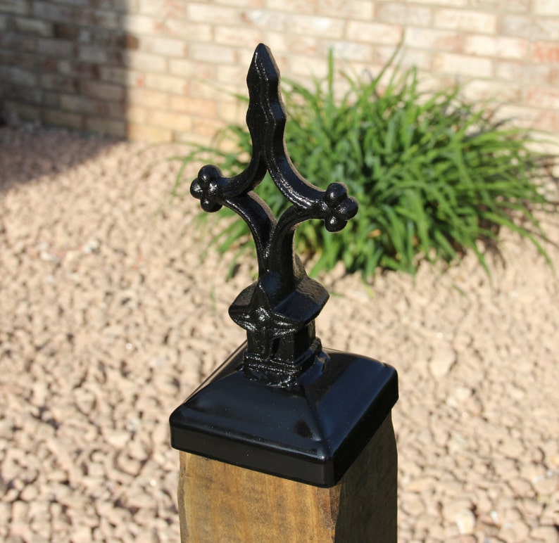 Cross Post Cap For 4x4 Wood post Wrought Iron Post Caps