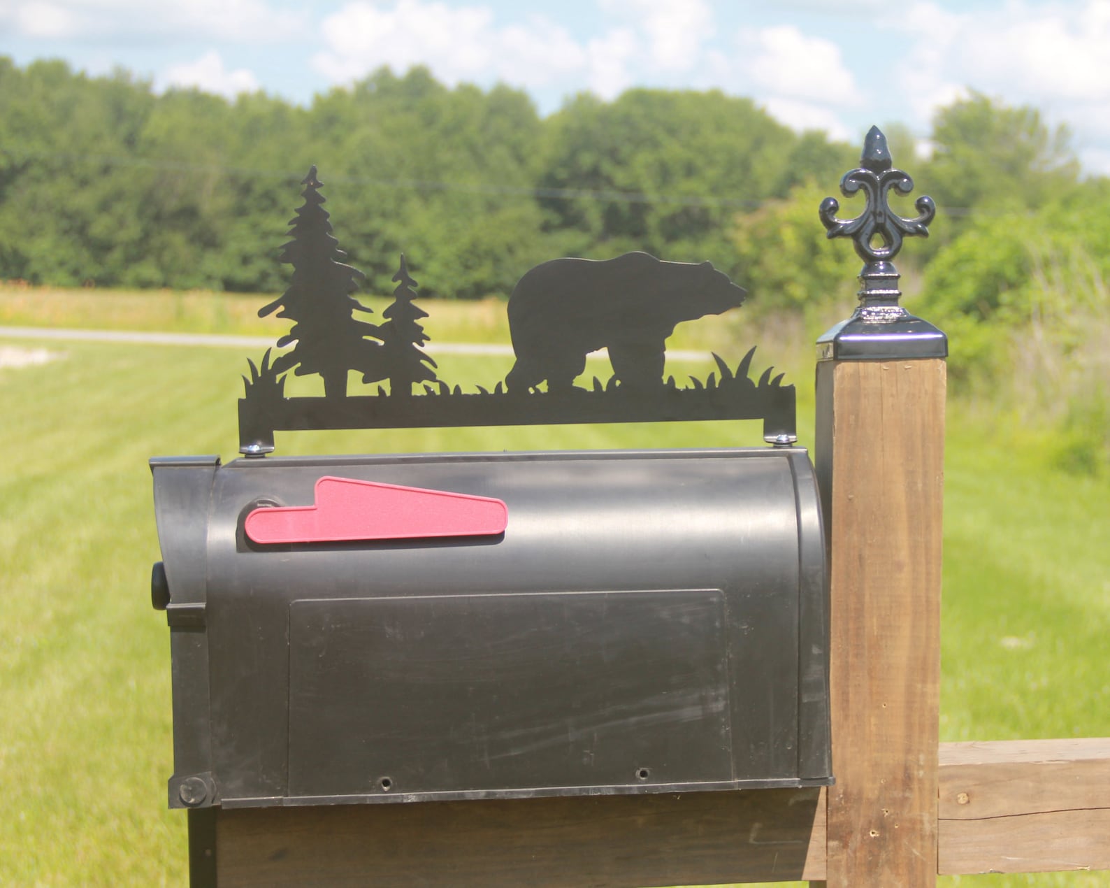 Bear in Woods Mailbox Topper Decorative Mailbox Sign Metal Etsy