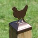 Metal Chicken Post cap for 4x4 wood post, Hen Post Topper, Chicken Coop Decor Post Finial for 3-1/2' actual size post, Chicken Decor 
