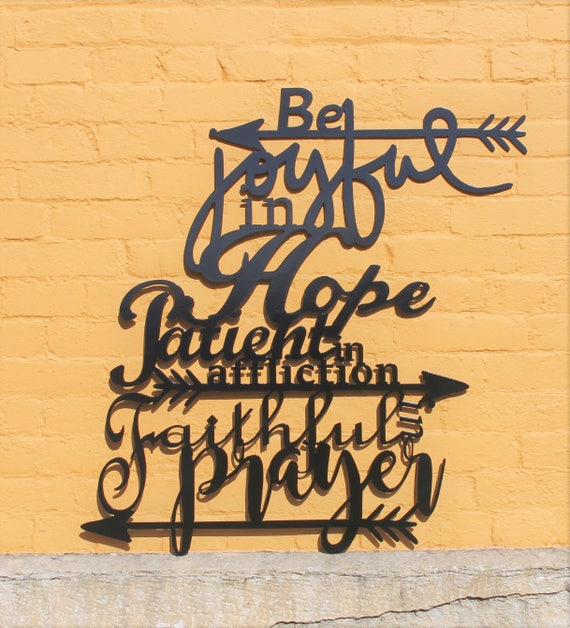 Scripture Metal Word Sign Joyful Hope Patient Faithful Home Etsy