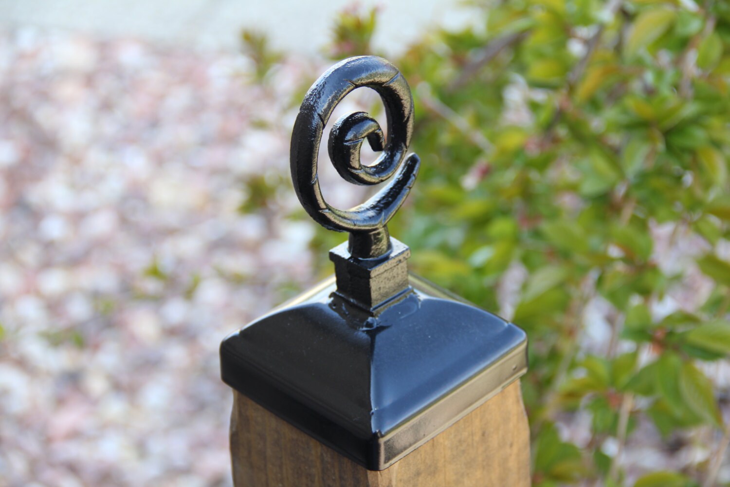 Spiral 4x4  Post  Cap Decorative  Whimsical Wrought Iron Post  