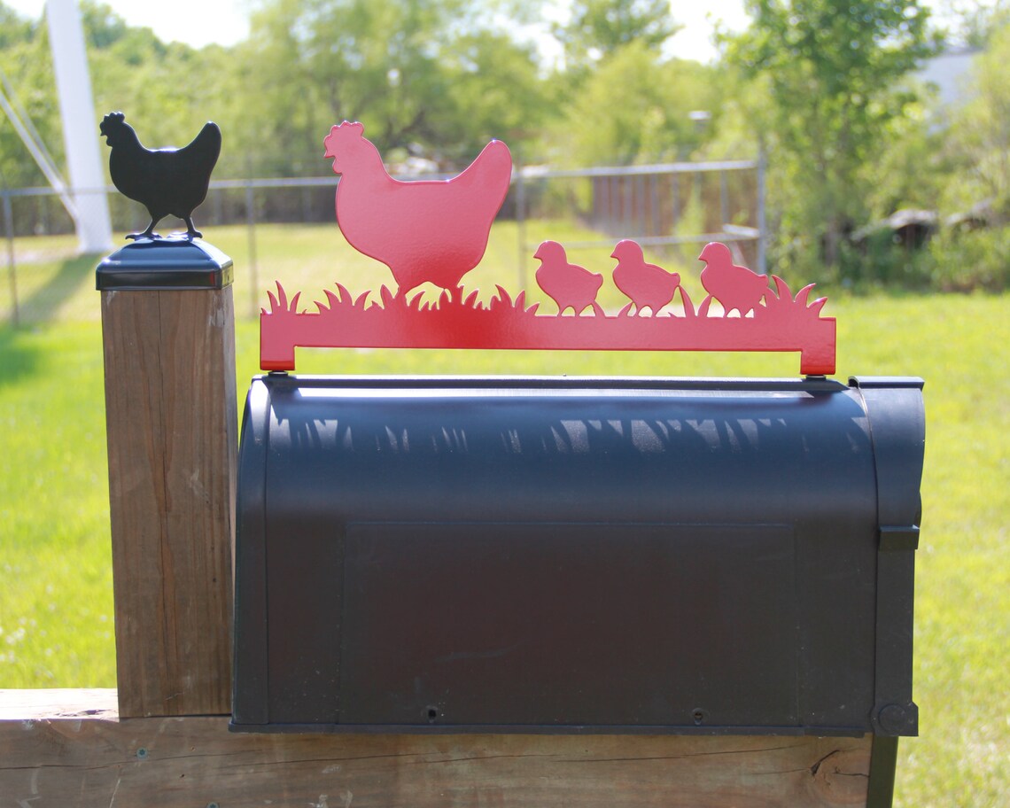 Chicken Flock Mailbox Topper Decorative Mailbox Sign Metal Etsy UK