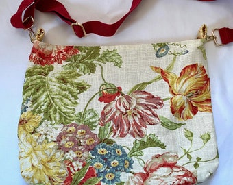 Linen Floral Handmade Handbag Crossbody
