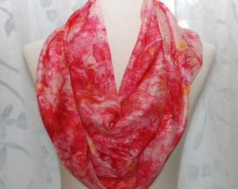 Hand Dyed Silk Narrow Infinity Scarf