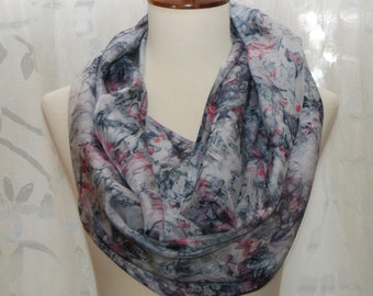 Hand Dyed Silk Narrow Infinity Scarf