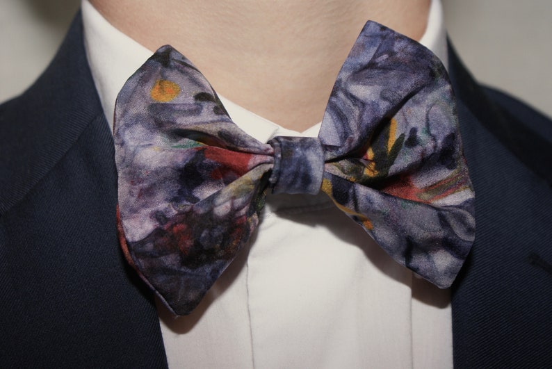 Hand dyed habotai silk Handmade Silk Clip On Bow Tie
