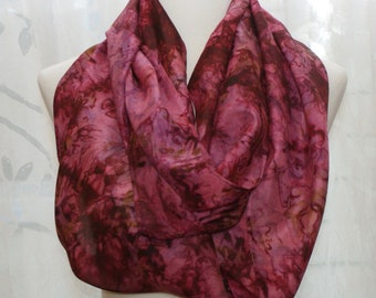 Hand Dyed Silk Narrow Infinity Scarf