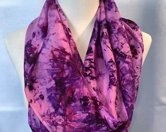 Hand Dyed Silk Narrow Infinity Scarf