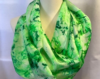 Hand Dyed Silk Narrow Infinity Scarf