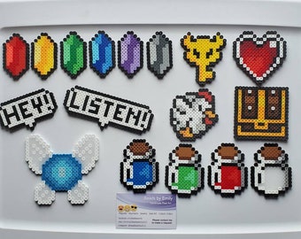 Zelda Fridge Magnets/Ornaments - Rupees Potions Cucco Navi Hey Listen - Video Game Nerdy Geeky Pixel Art Home Decor