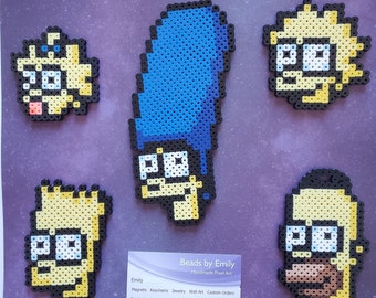 Handgjord Simpsons-magnet – Tecknad pixelkonst kylskåpsdekor