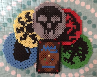 Magic the Gathering MTG Fridge Magnets / Hanging Ornaments- Mana Red White Green Blue Black- Mountain Plains Forest Island Swamp-Nerdy Geeky